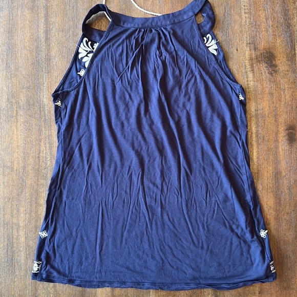 Women's Navy halter top with white embroidery size M - Picture 5 of 8
